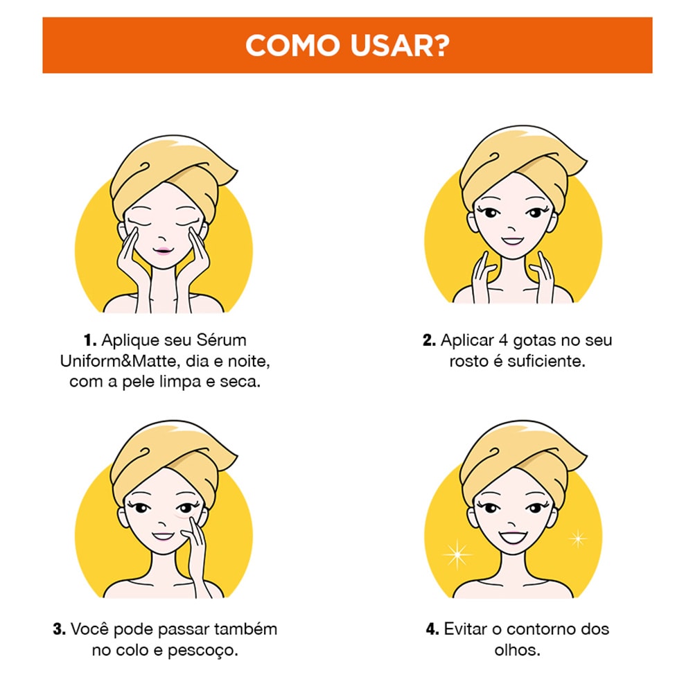 Modo de Uso do Sérum Booster Antimanchas Garnier Uniforme&Matte Vitamina C | Garnier
